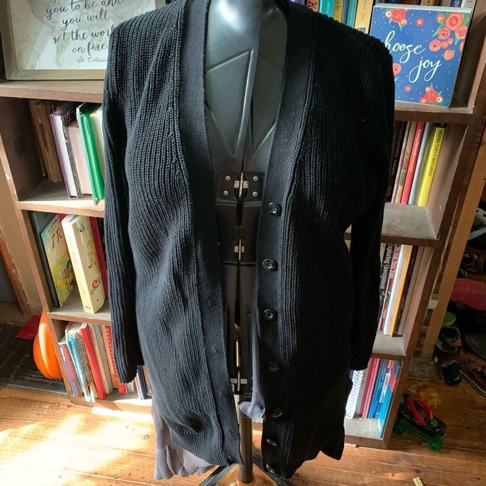 CAbi black grandpa button down S Madison cotton sweater